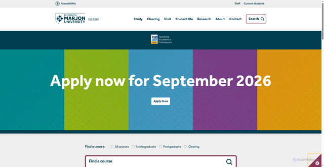 Security scan screenshot of https://www.marjon.ac.uk/
