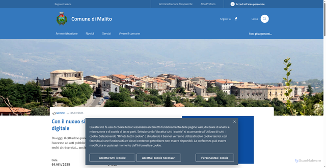 Security scan screenshot of https://www.comune.malito.cs.it/