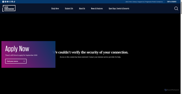 Security scan screenshot of http://www.lcm.ac.uk