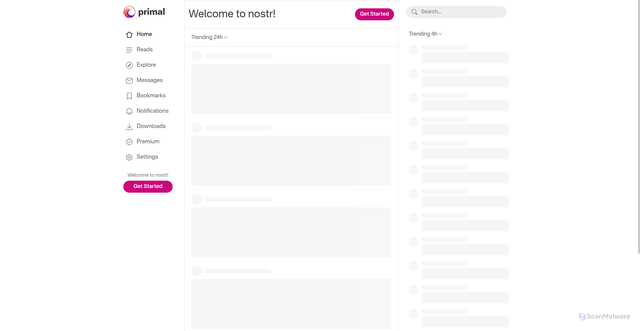 Security scan screenshot of https://primal.net/