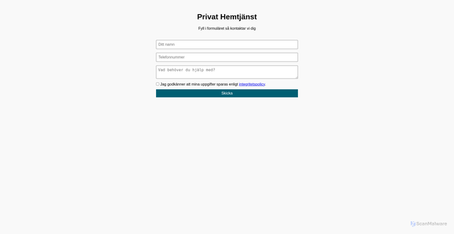 Security scan screenshot of https://privathemtjanst.se