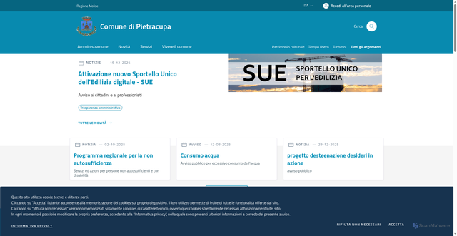 Security scan screenshot of https://www.comune.pietracupa.cb.it/