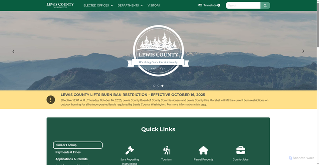 Security scan screenshot of https://lewiscountywa.gov/