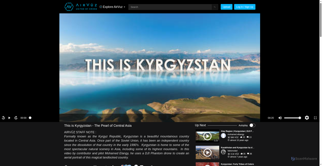 Security scan screenshot of https://www.airvuz.com/video/This-is-Kyrgyzstan---The-Pearl-of-Central-Asia-?id=57e7a741525e1a58372d5bf0