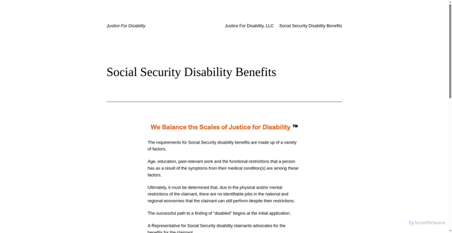 Security scan screenshot of https://justicefordisability.com/sample-page