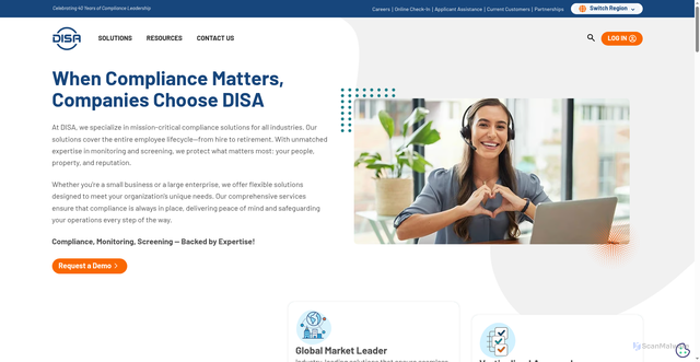 Security scan screenshot of https://disa.com