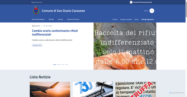 Security scan screenshot of https://www.comune.sangiustocanavese.to.it