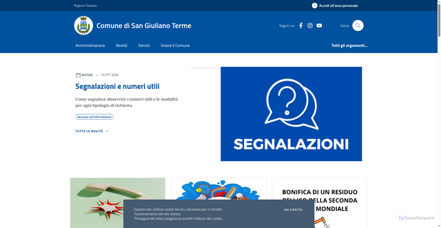 Security scan screenshot of https://www.comune.sangiulianoterme.pi.it/