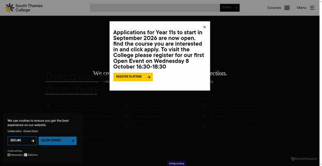 Security scan screenshot of https://stcg.ac.uk/south-thames-college