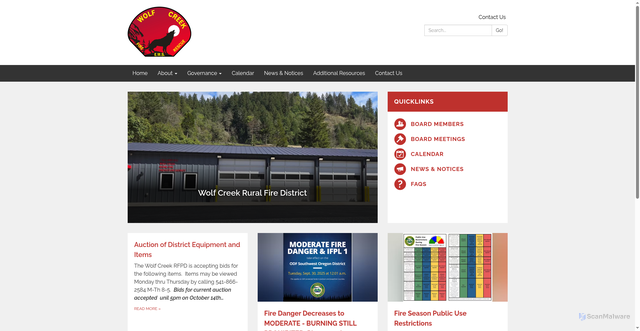 Security scan screenshot of https://www.wolfcreekfireor.gov/