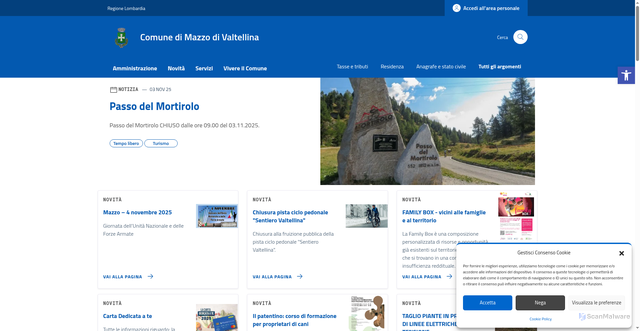 Security scan screenshot of https://comune.mazzo.so.it/