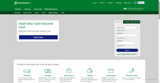 Security scan screenshot of https://www.associatedbank.com/