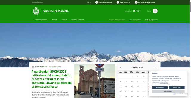 Security scan screenshot of https://comune.moretta.cn.it/