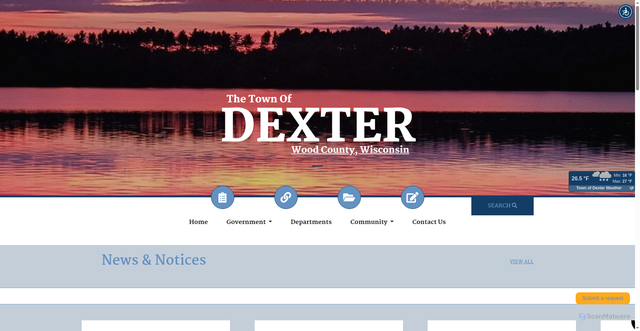 Security scan screenshot of https://townofdexterwi.gov/