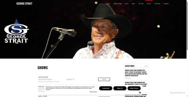 Security scan screenshot of https://georgestrait.com/shows/
