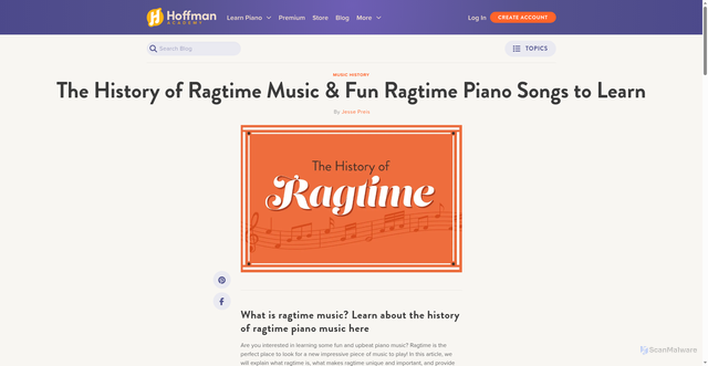 Security scan screenshot of https://www.hoffmanacademy.com/blog/the-history-of-ragtime-fun-ragtime-piano-music-to-learn