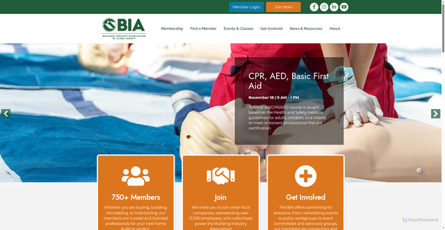 Security scan screenshot of https://biaofclarkcounty.org/