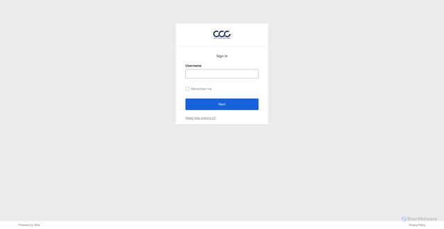 Security scan screenshot of https://cccis.okta.com