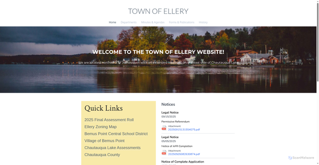 Security scan screenshot of https://www.elleryny.gov/