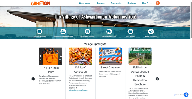 Security scan screenshot of https://ashwaubenon.gov/