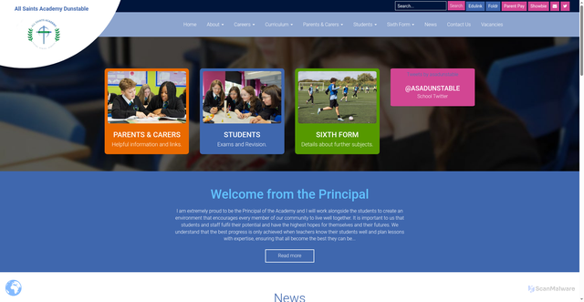 Security scan screenshot of https://www.allsaintsacademydunstable.org/