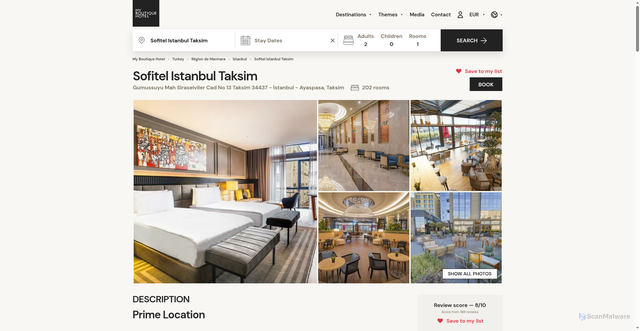 Security scan screenshot of https://www.myboutiquehotel.com/en/boutique-hotels-istanbul/sofitel-istanbul-taksim.html