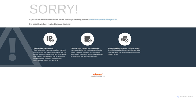 Security scan screenshot of http://www.burton-college.ac.uk