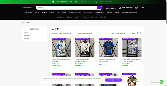 Security scan screenshot of https://favoriteshield.com/collections/anime