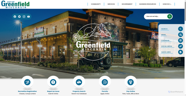 Security scan screenshot of https://www.ci.greenfield.wi.us/