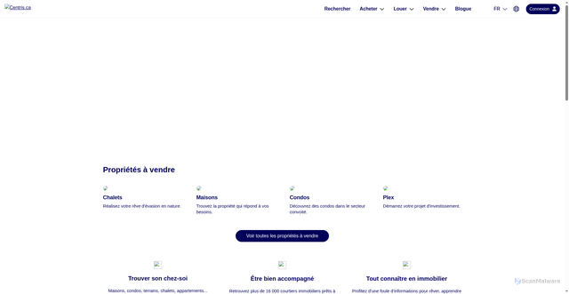 Security scan screenshot of https://www.centris.ca