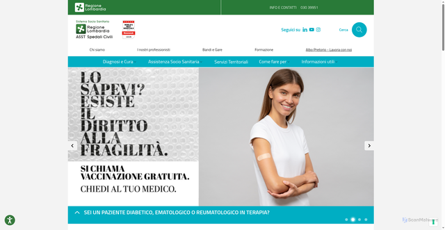 Security scan screenshot of https://www.asst-spedalicivili.it/