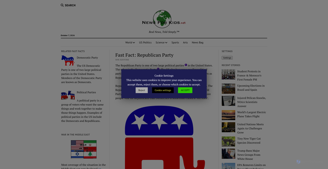 Security scan screenshot of https://newsforkids.net/fastfacts/republican-party/