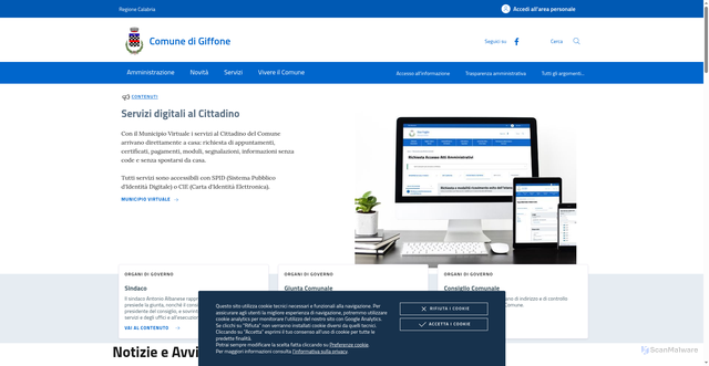 Security scan screenshot of https://www.comune.giffone.rc.it