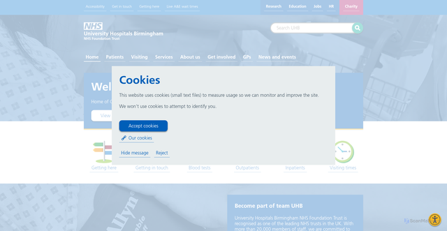 Security scan screenshot of https://www.uhb.nhs.uk//