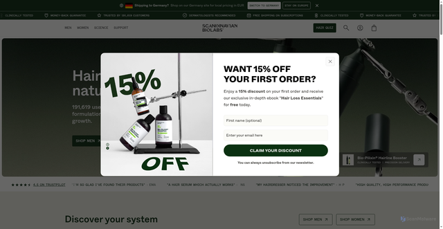 Security scan screenshot of https://scandinavianbiolabs.com/
