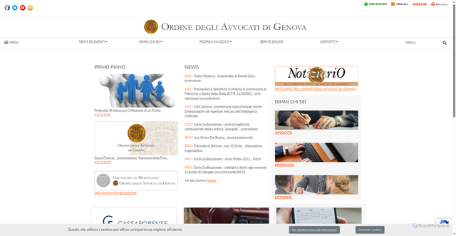 Security scan screenshot of https://www.ordineavvocatigenova.it/