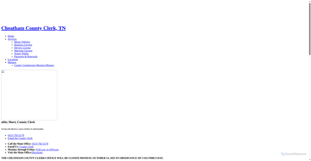 Security scan screenshot of https://www.cheathamcountyclerk.gov/