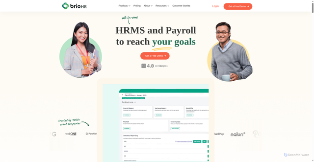 Security scan screenshot of https://briohr.com