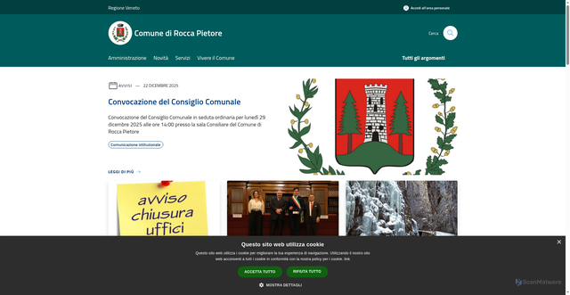 Security scan screenshot of https://www.comune.roccapietore.bl.it/it