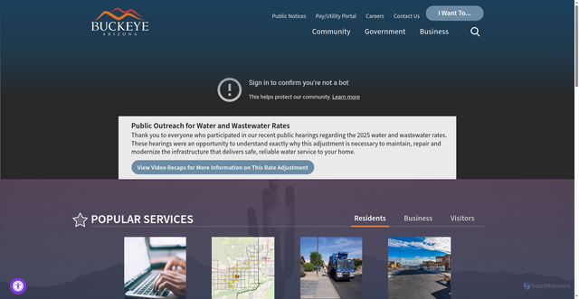 Security scan screenshot of https://www.buckeyeaz.gov/