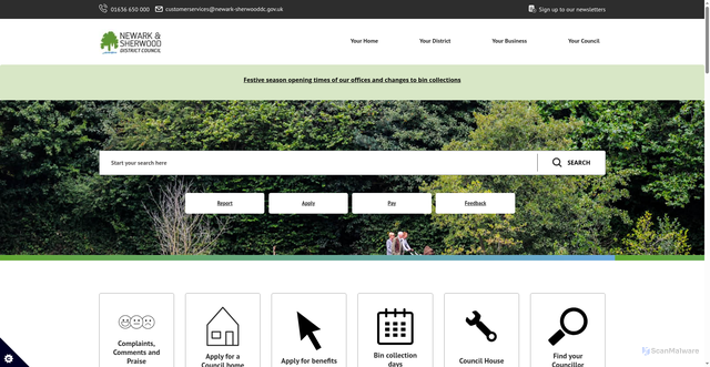 Security scan screenshot of https://www.newark-sherwooddc.gov.uk
