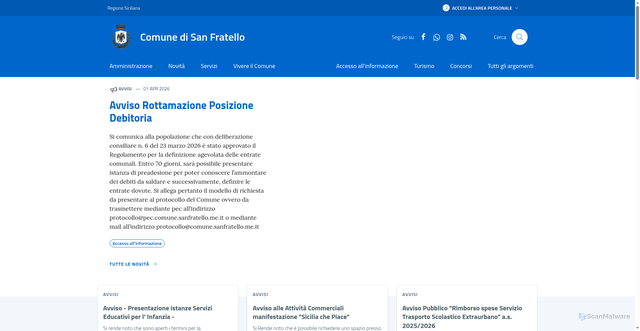 Security scan screenshot of https://www.comune.sanfratello.me.it