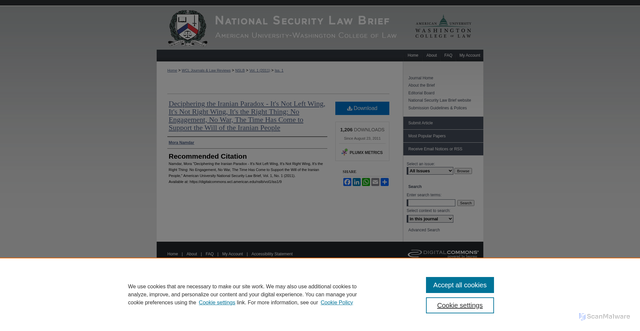 Security scan screenshot of https://digitalcommons.wcl.american.edu/nslb/vol1/iss1/9/