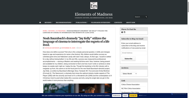 Security scan screenshot of https://elementsofmadness.com/2025/11/19/jay-kelly/