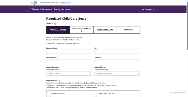 Security scan screenshot of https://hs.ocfs.ny.gov/dcfs