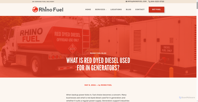 Security scan screenshot of https://rhinofuel.com/what-is-red-dyed-diesel-used-for-generators/