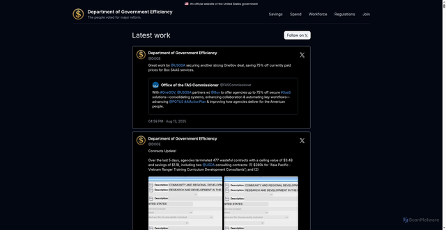 Security scan screenshot of https://doge.gov/