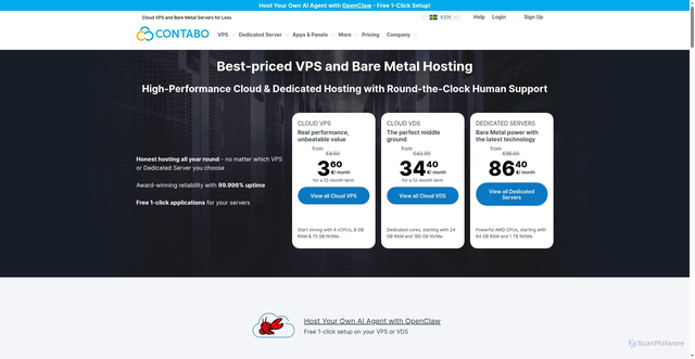 Security scan screenshot of https://contabo.com