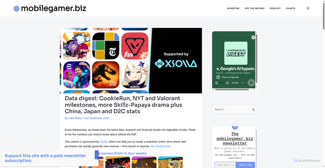 Security scan screenshot of https://mobilegamer.biz/data-digest-cookierun-crumble-nyt-games-and-valorant-hit-milestones-more-skillz-papaya-drama-plus-china-japan-and-d2c-stats/