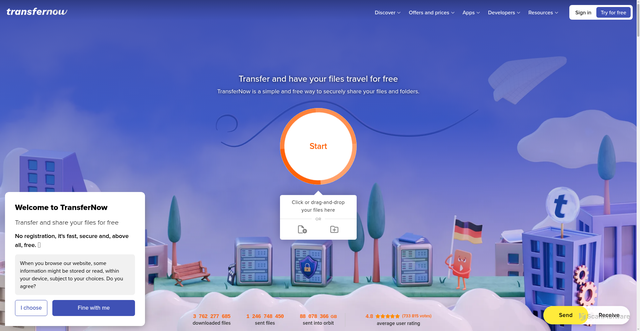 Security scan screenshot of https://www.transfernow.net